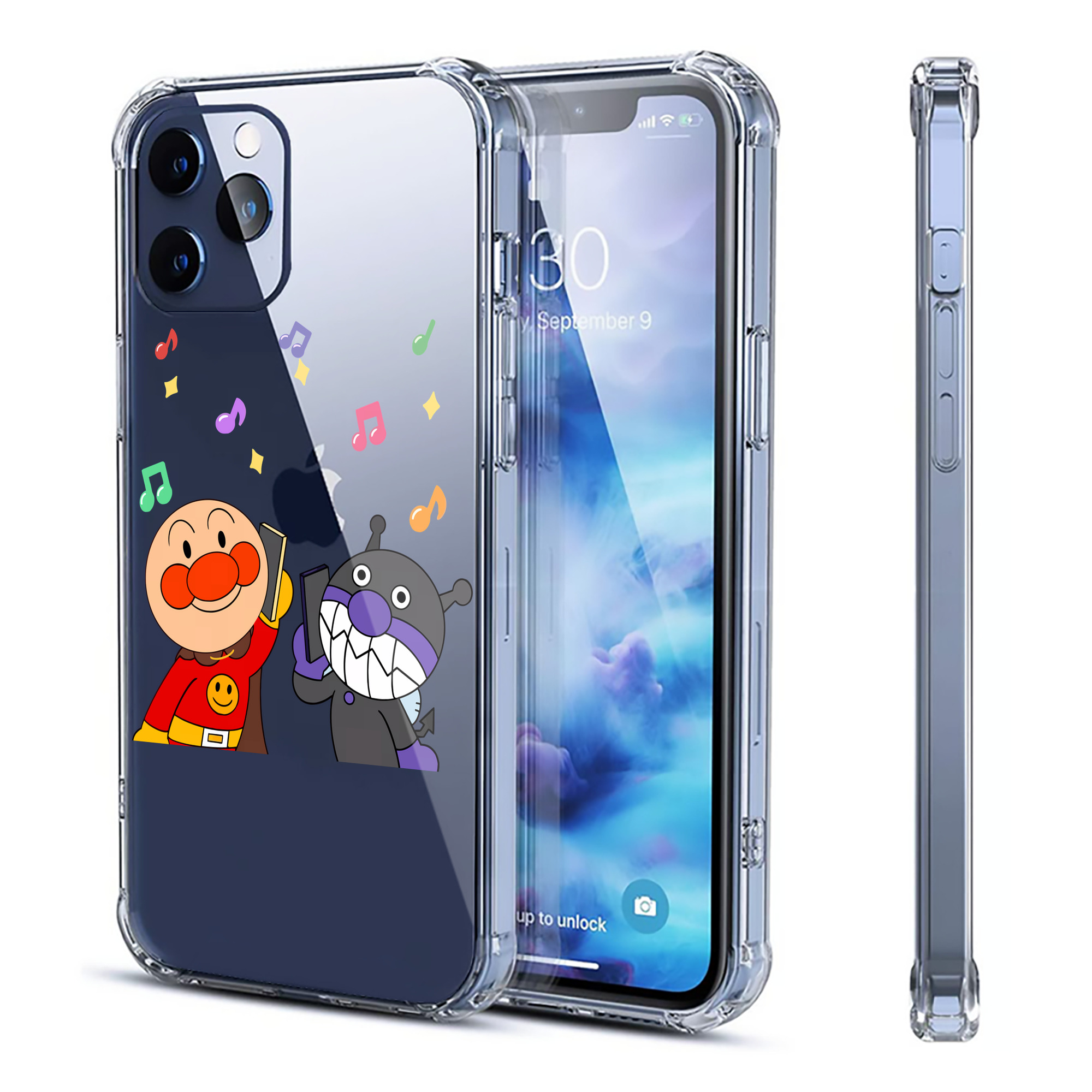 （画像用） アンパンマン Anpanman 【iPhone 12シリーズ対応】透明スマホケース（クリアソフトケース）
